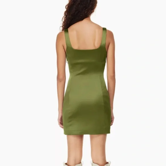 Aritzia Wilfred Shine Satin Mini Dress in Succulent Green NWT - Picture 3 of 12